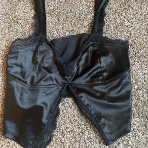 Black lace crop top